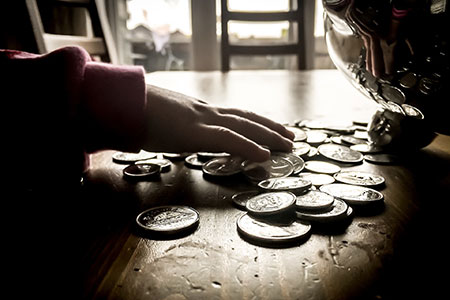 Counting Coins at Table